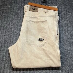 Vintage Interstate Jeans Mens Size 40x30 Beige Baggy 90s Y2K‎ Skater Grunge Rave
